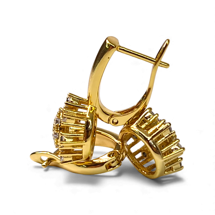 Cercei eleganti placati cu aur de 14k cu cristale albe zirconiu [7]