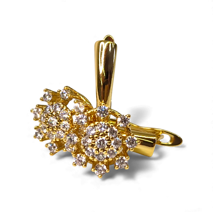 Cercei eleganti placati cu aur de 14k cu cristale albe zirconiu [5]