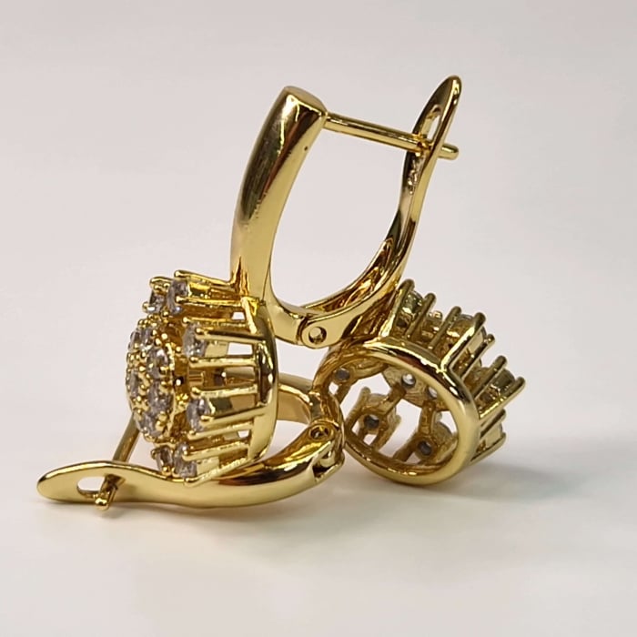 Cercei eleganti placati cu aur de 14k cu cristale albe zirconiu [5]