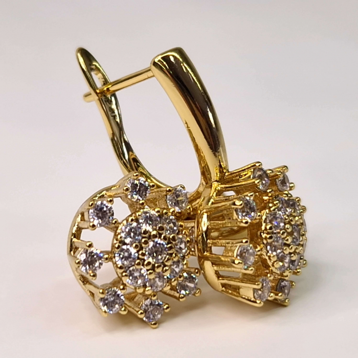 Cercei eleganti placati cu aur de 14k cu cristale albe zirconiu [2]