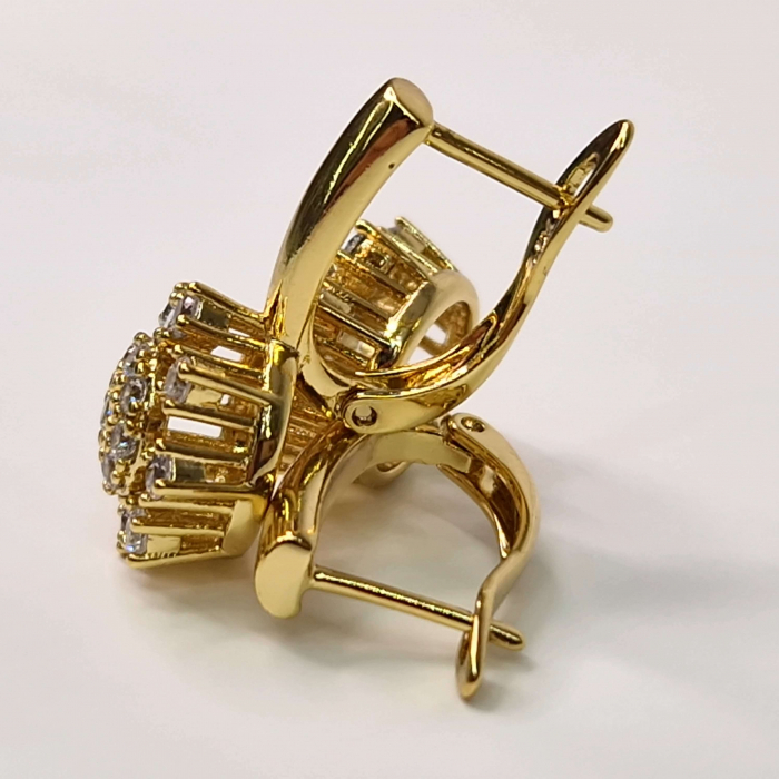 Cercei eleganti placati cu aur de 14k cu cristale albe zirconiu [4]