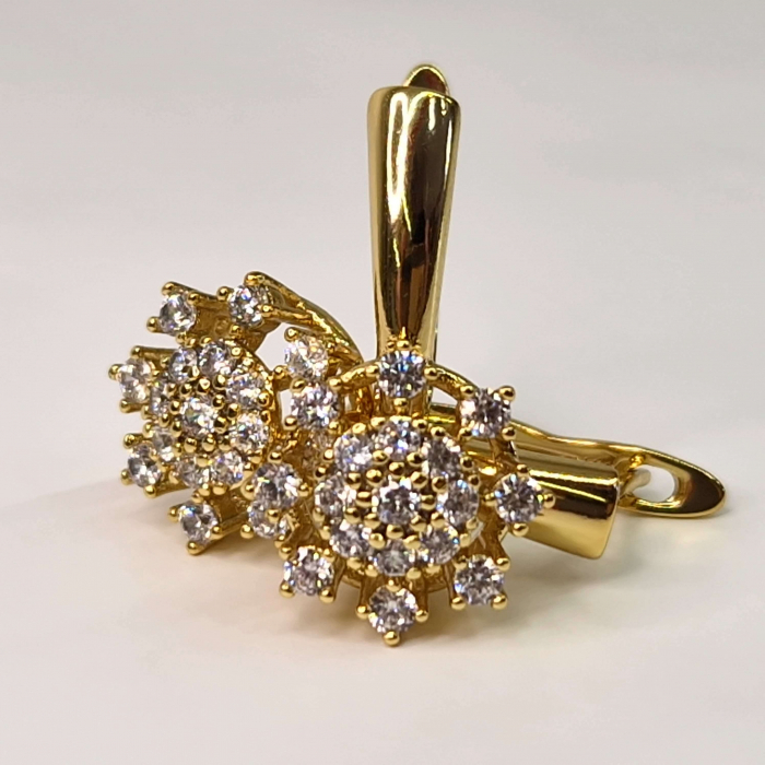 Cercei eleganti placati cu aur de 14k cu cristale albe zirconiu [3]