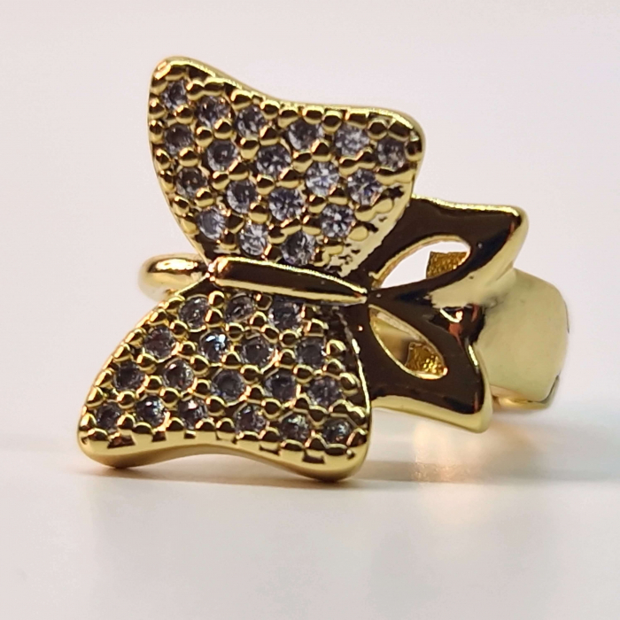 Cercei cu tortita placati cu aur de 14k in forma de fluture incrustati cu cristale albe zirconiu [4]