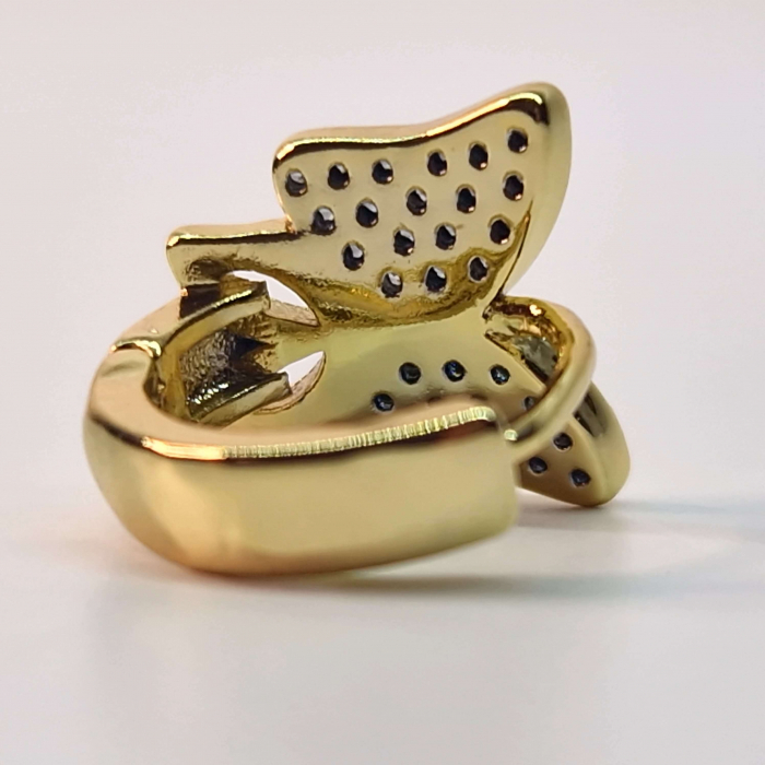 Cercei cu tortita placati cu aur de 14k in forma de fluture incrustati cu cristale albe zirconiu [5]