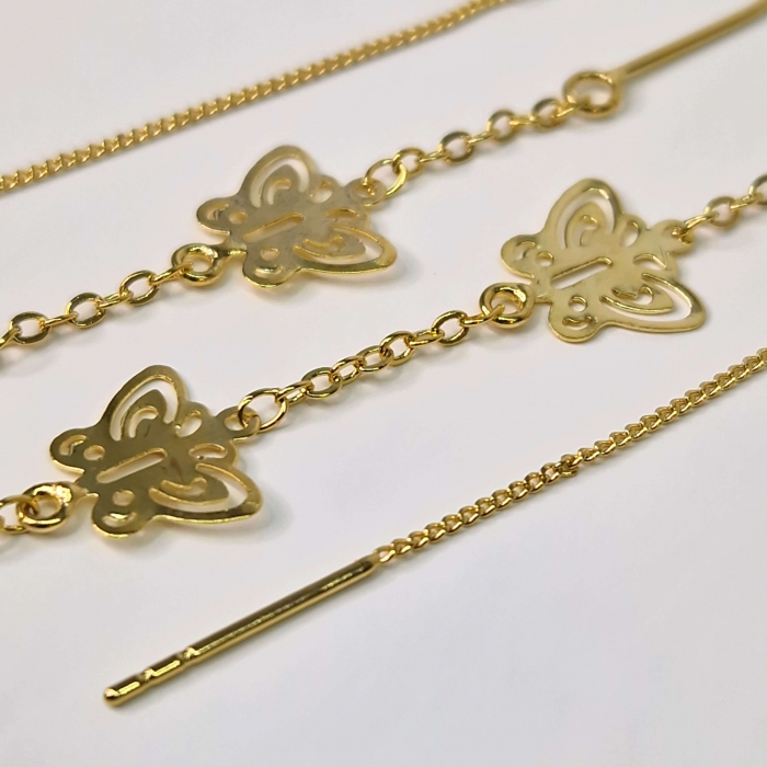 Cercei lungi model cu fluture placati cu aur de 18k [10]