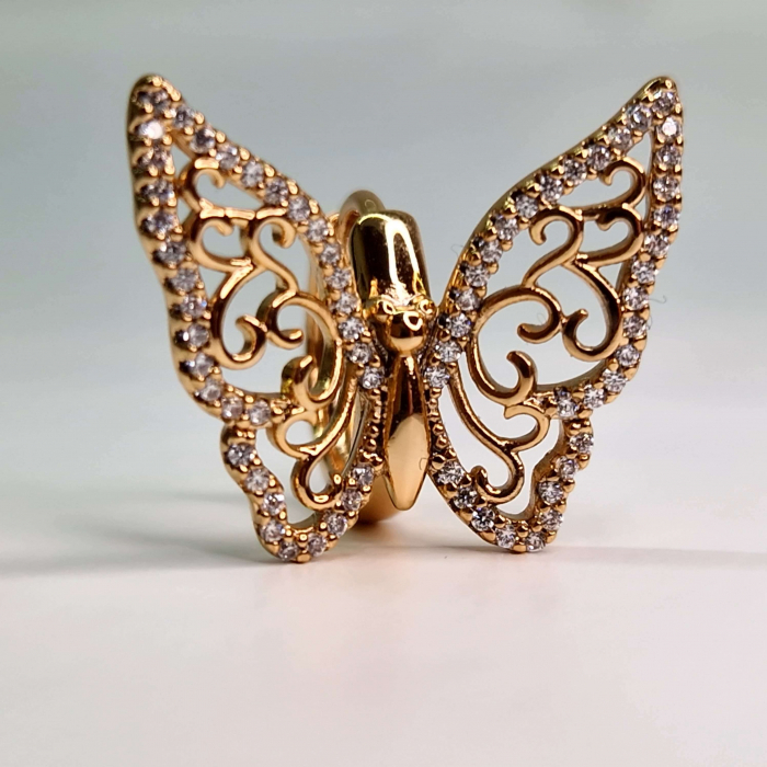 Cercei in forma de fluture placati cu aur de 18k incrustati cu cristale albe zirconiu [6]