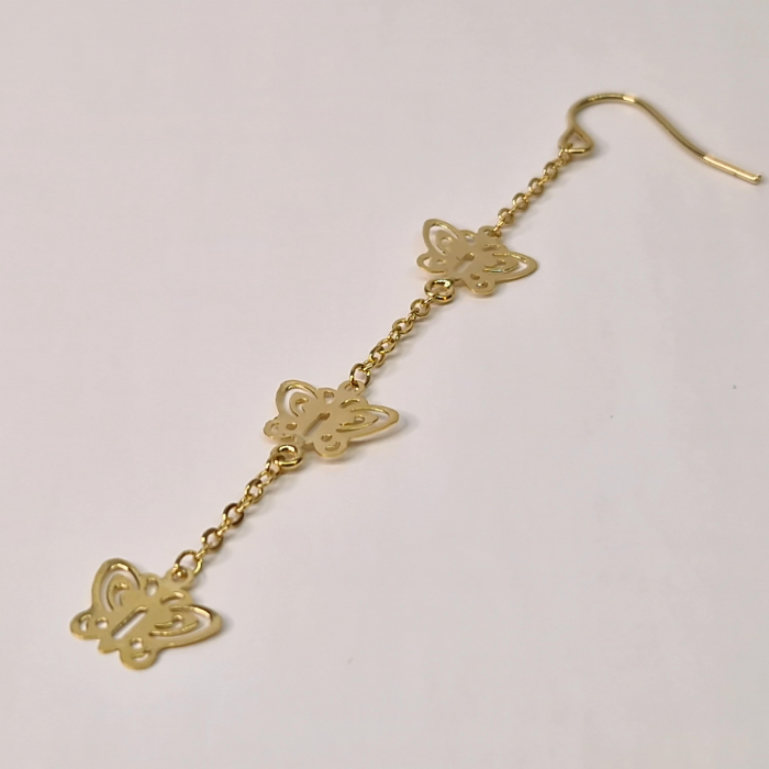 Cercei lungi model cu fluture placati cu aur de 18k [6]