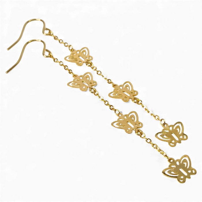 Cercei Lydia placați cu aur cu fluturi delicati suspendați [7]