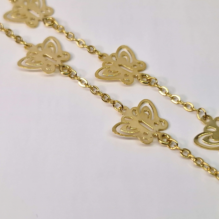 Cercei lungi model cu fluture placati cu aur de 18k [4]