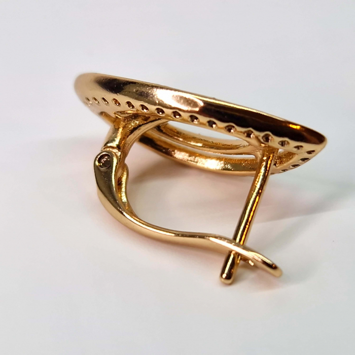 Cercei eleganti placati cu aur de 18k impodobiti cu cristale albe din zirconiu [5]