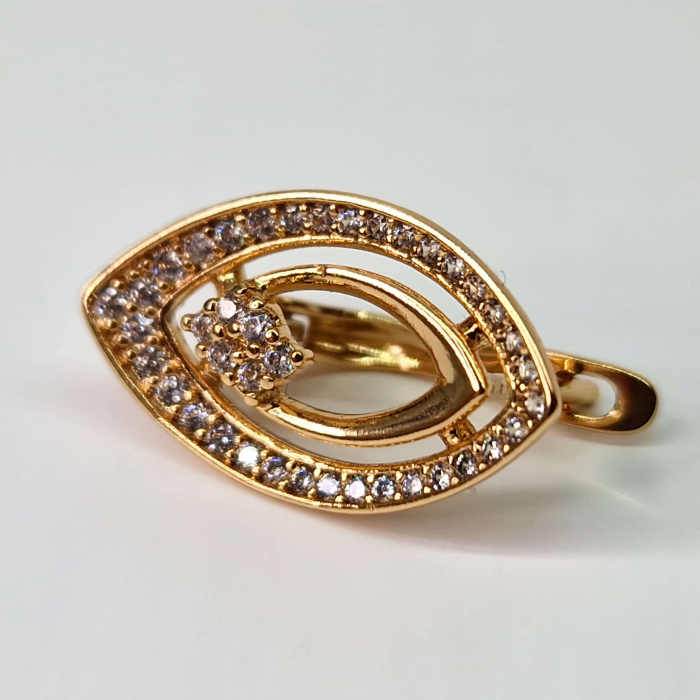 Cercei eleganti placati cu aur de 18k impodobiti cu cristale albe din zirconiu [6]