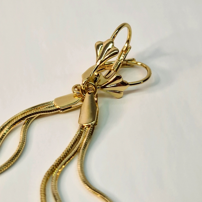 Cercei lungi eleganti placati cu aur de 18k [3]