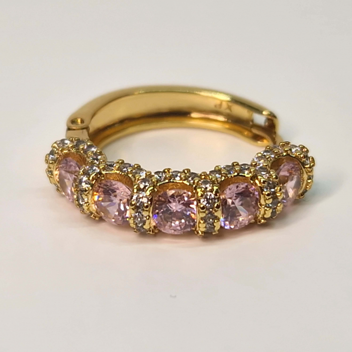 Cerceii Miriam Pink placati cu aur de 18k si cristale roz de zirconiu [4]