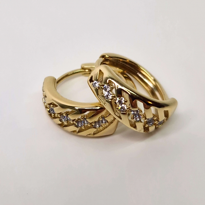 Cercei eleganti placati cu aur de 14k si impodobiti cu zirconii albe [4]