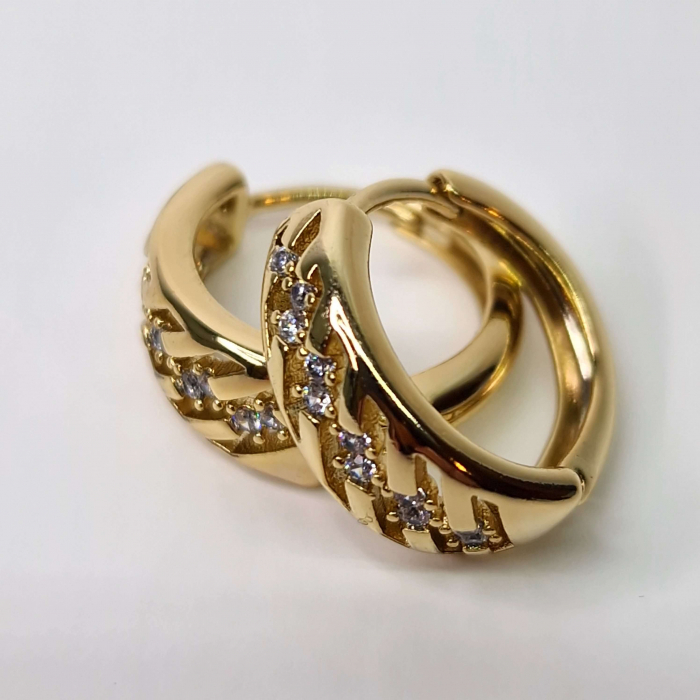 Cercei eleganti placati cu aur de 14k si impodobiti cu zirconii albe [5]