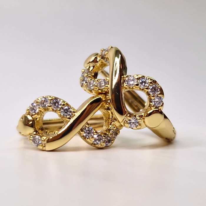 Cercei eleganti placati cu aur de 14k si impodobiti cu cristale albe din zirconiu [3]