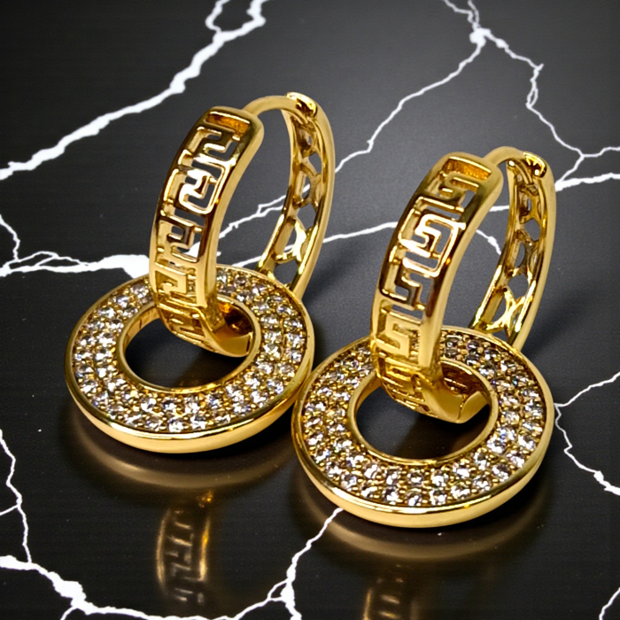 Cercei Olivia placați cu aur 18K cu zirconii [4]