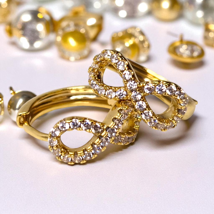 Cercei aur Ramona simbol infinit cu zirconii [4]