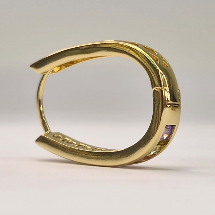 Cercei lungi cu tortita placati cu aur de 14k si cristale multicolore zirconiu [5]