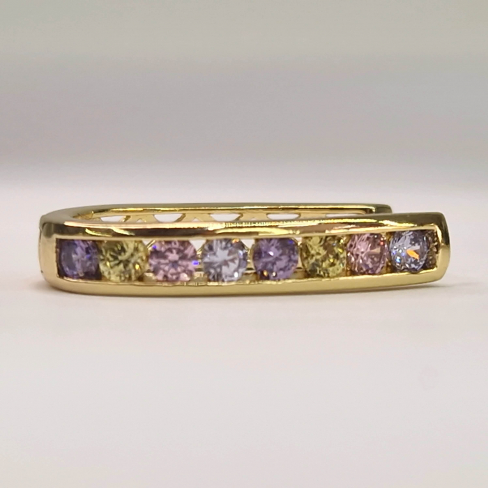 Cercei lungi cu tortita placati cu aur de 14k si cristale multicolore zirconiu [4]