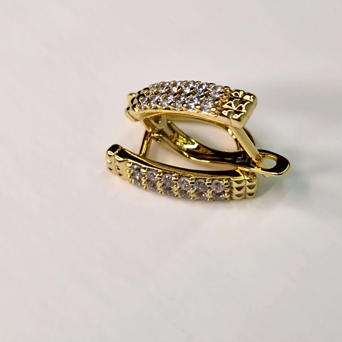 Cercei cu tortita placati cu aur de 14k si cristale albe zirconiu [6]
