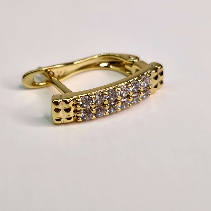 Cercei cu tortita placati cu aur de 14k si cristale albe zirconiu [7]