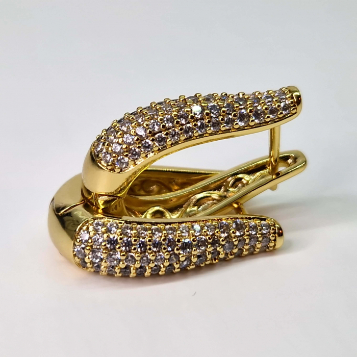 Cercei eleganti placati cu aur de 14k si incrustati cu cristale albe din zirconiu [5]