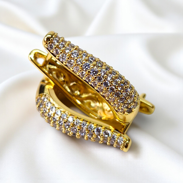 Cercei Salma placați cu aur cu zirconii și design curbat elegant [6]