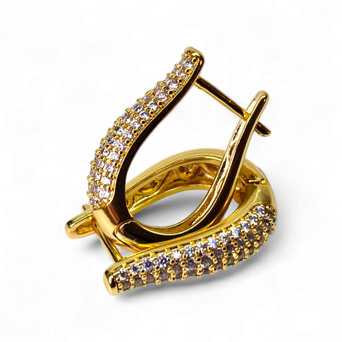 Cercei Salma placați cu aur cu zirconii și design curbat elegant [3]