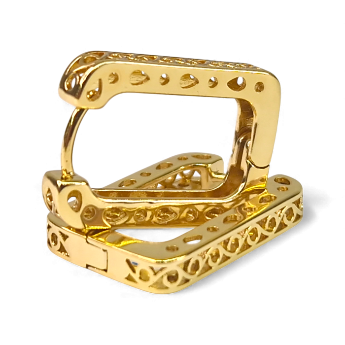 Cercei dreptunghiulari placati cu aur de 14k si filigran aurit [1]