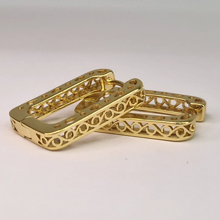Cercei dreptunghiulari placati cu aur de 14k si filigran aurit [6]