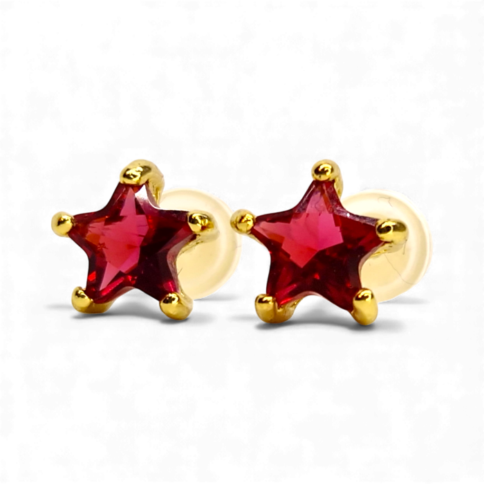 Cercei Yarisha placati cu aur cu cristale roșii în formă de stea [5]
