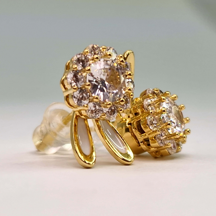Cercei in forma de iepuras placati cu aur de 14k si incrustati cu cristale zirconiu [2]
