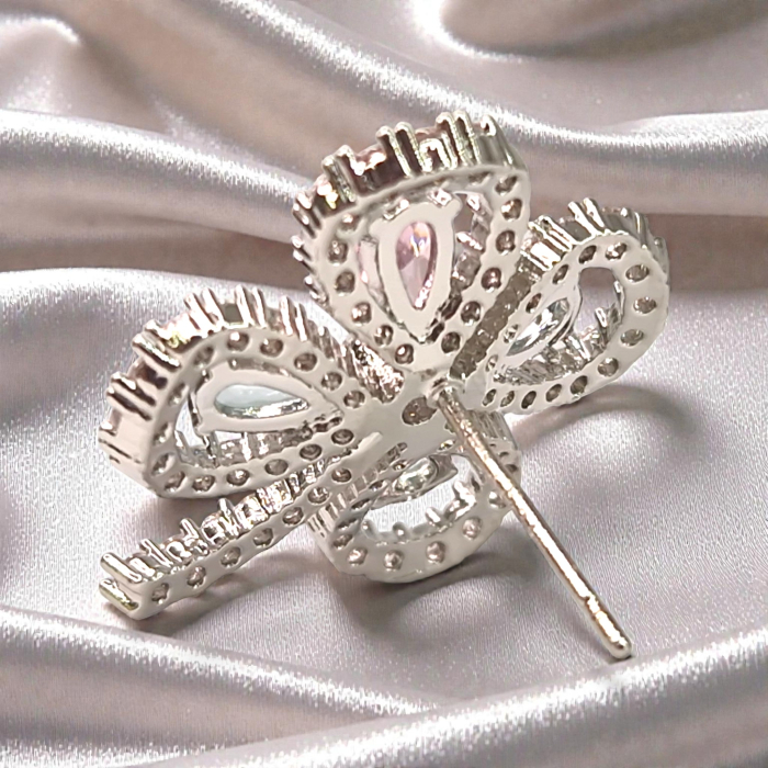 Cercei Elysee placați cu rodiu cu zirconii pastelate în formă de floare [6]