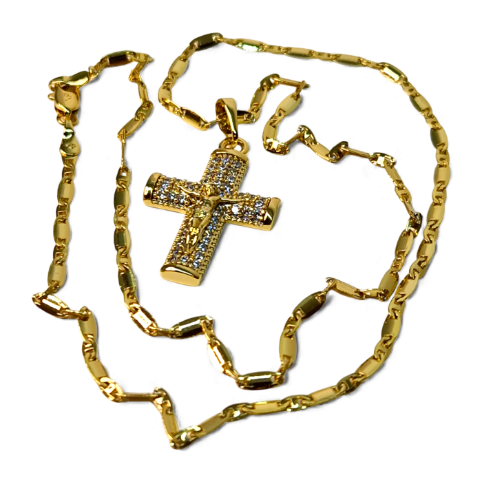 Colier Sfanta Cruce cu lant de 49 cm placat cu aur de 18k IH705 [3]