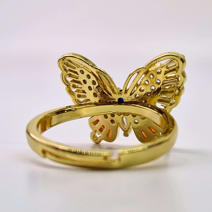 Inel in forma de fluture placat cu aur de 14k si incrustat cu cristale multicolore zirconiu [4]