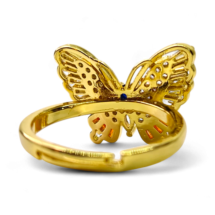 Inel Ivona Orange placat cu aur cu fluture și zirconii multicolore [6]