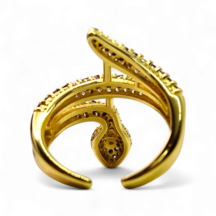 Inel Kaida Blue placat cu aur cu zirconii albastre serpentine [7]