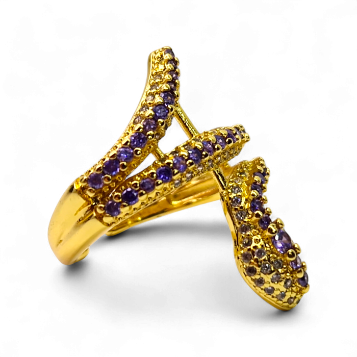 Inel Kaida Blue placat cu aur cu zirconii albastre serpentine [3]