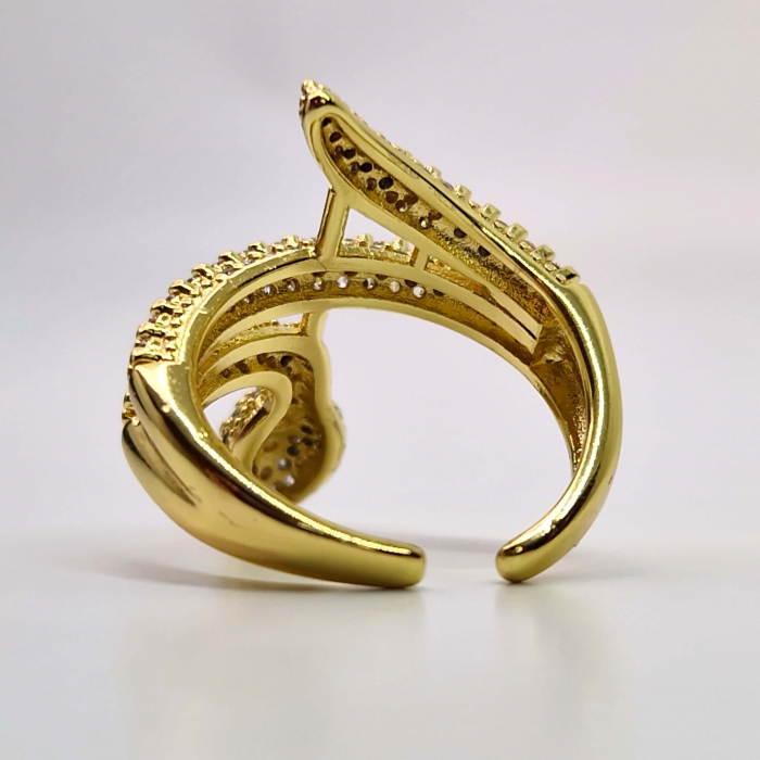Inel reglabil placat cu aur de 14k in forma de sarpe incrustat cu cristale zirconiu roz [4]