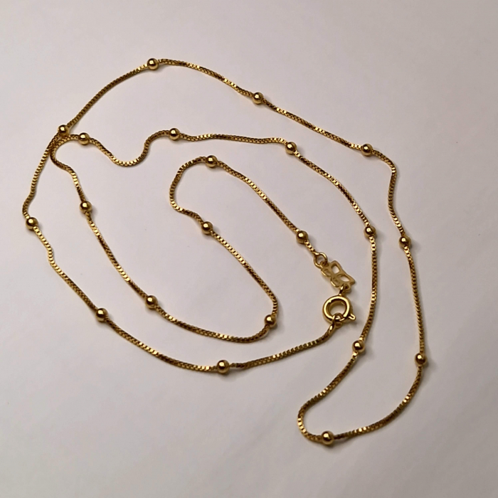 Lant placat cu aur de 14k cu bilute aurii de 60 cm [10]