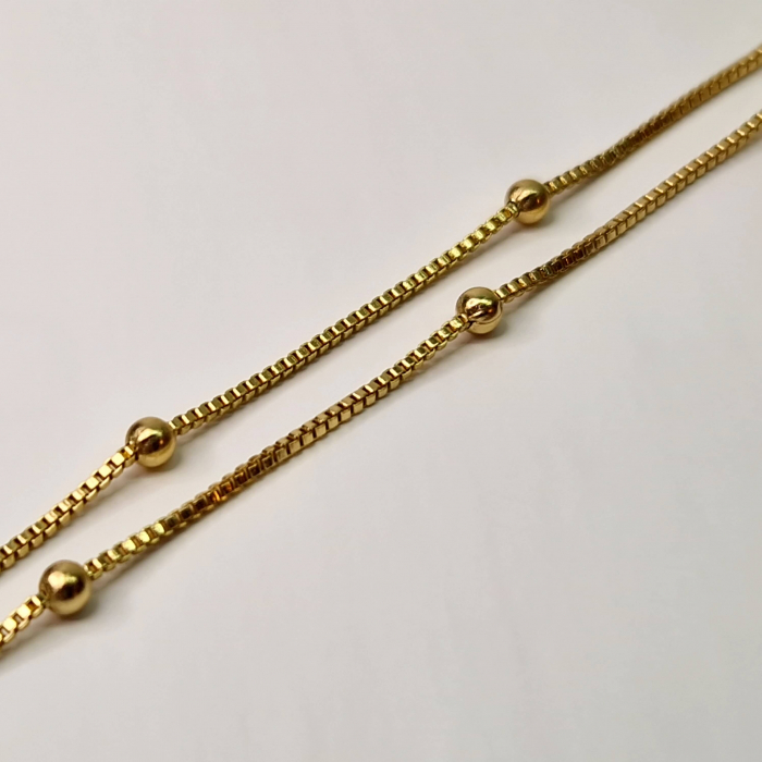 Lant placat cu aur de 14k cu bilute aurii de 60 cm [6]