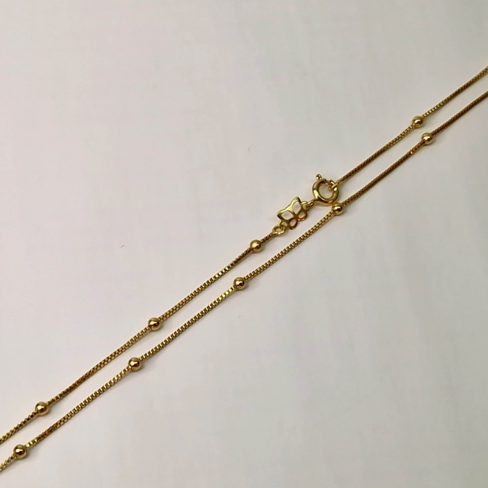 Lant placat cu aur de 14k cu bilute aurii de 60 cm [8]