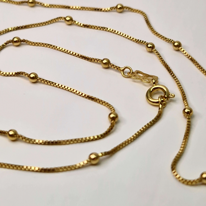 Lant placat cu aur de 14k cu bilute aurii de 60 cm [2]