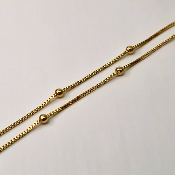 Lant placat cu aur de 14k cu bilute aurii de 60 cm [7]