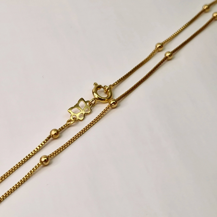 Lant placat cu aur de 14k cu bilute aurii de 60 cm [4]