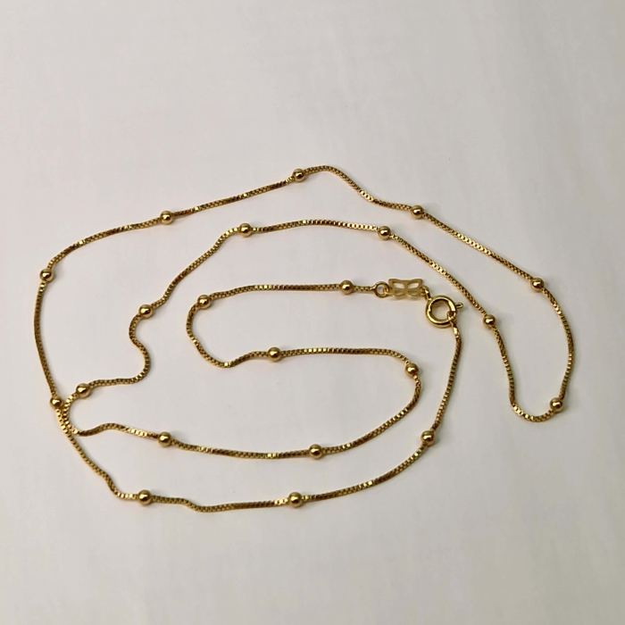 Lant placat cu aur de 14k cu bilute aurii de 60 cm [9]