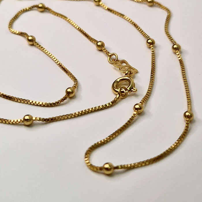 Lant placat cu aur de 14k cu bilute aurii de 60 cm [3]