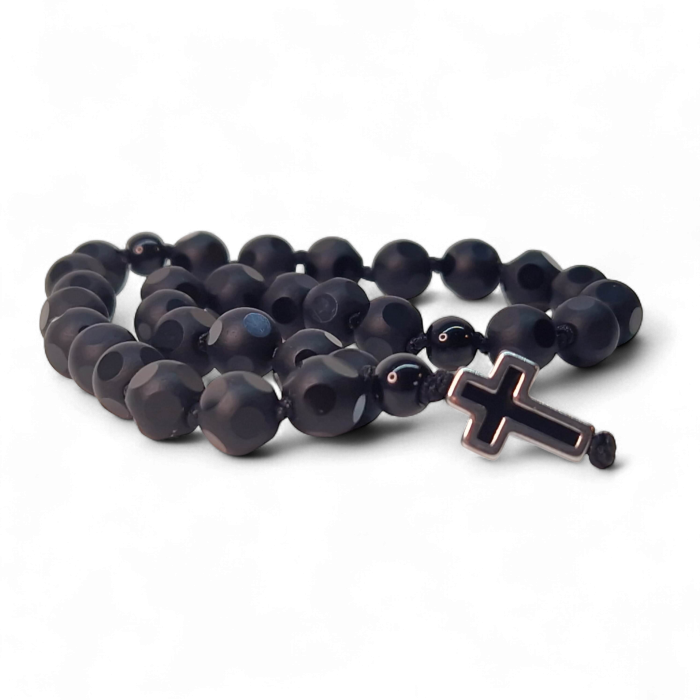 Metanier IH801 din hematit cu cruce placată cu rodiu [3]