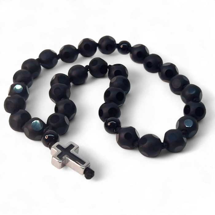 Metanier IH801 din hematit cu cruce placată cu rodiu [5]